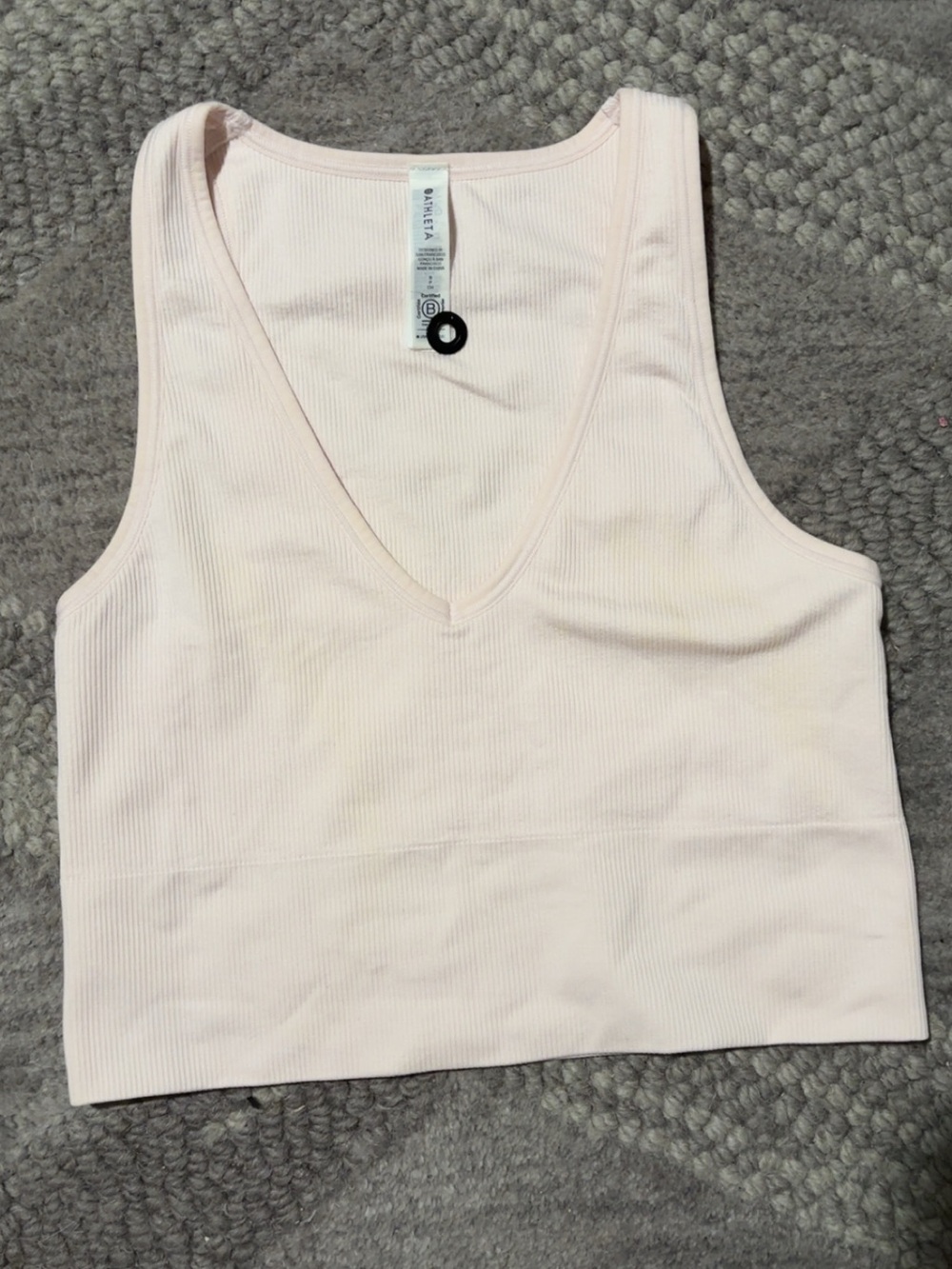 Athleta Aurora Light Pink Seamless Crop Rib Tank size Small
